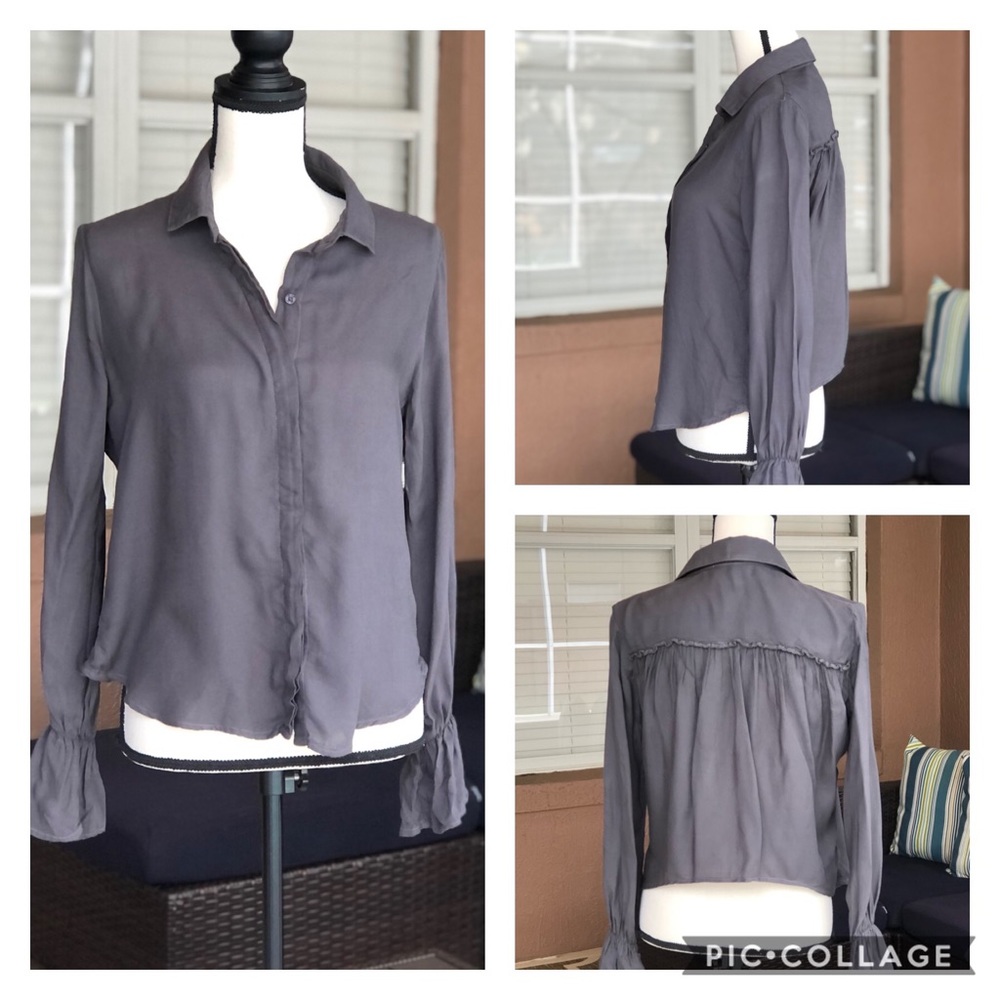 Bella Dahl gray long sleeve button down shirt